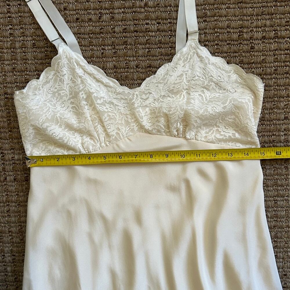 Vintage 1950s Silk Slip Dress Double Layer, Lace Hem - Picture 7 of 11